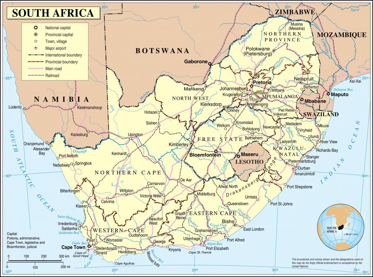Carte du pays Afrique du Sud
