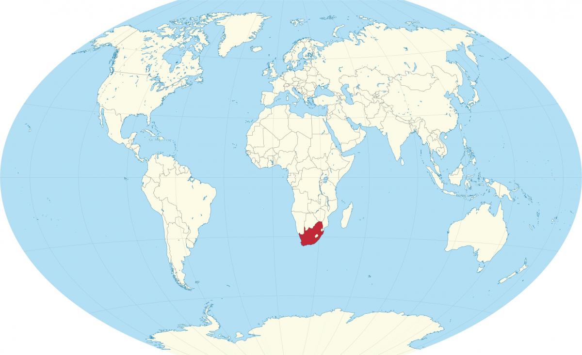 Situation de l'Afrique du Sud sur la carte du monde