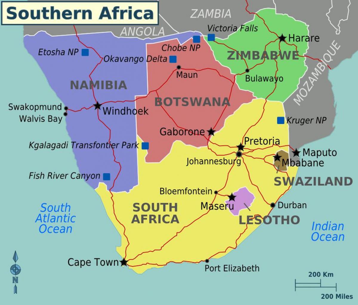 Carte des régions d'Afrique du Sud