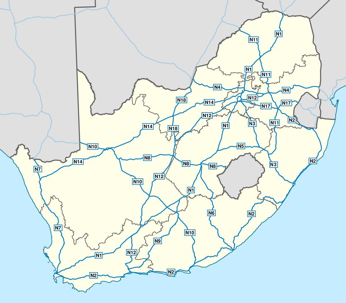 Carte routière de l'Afrique du Sud