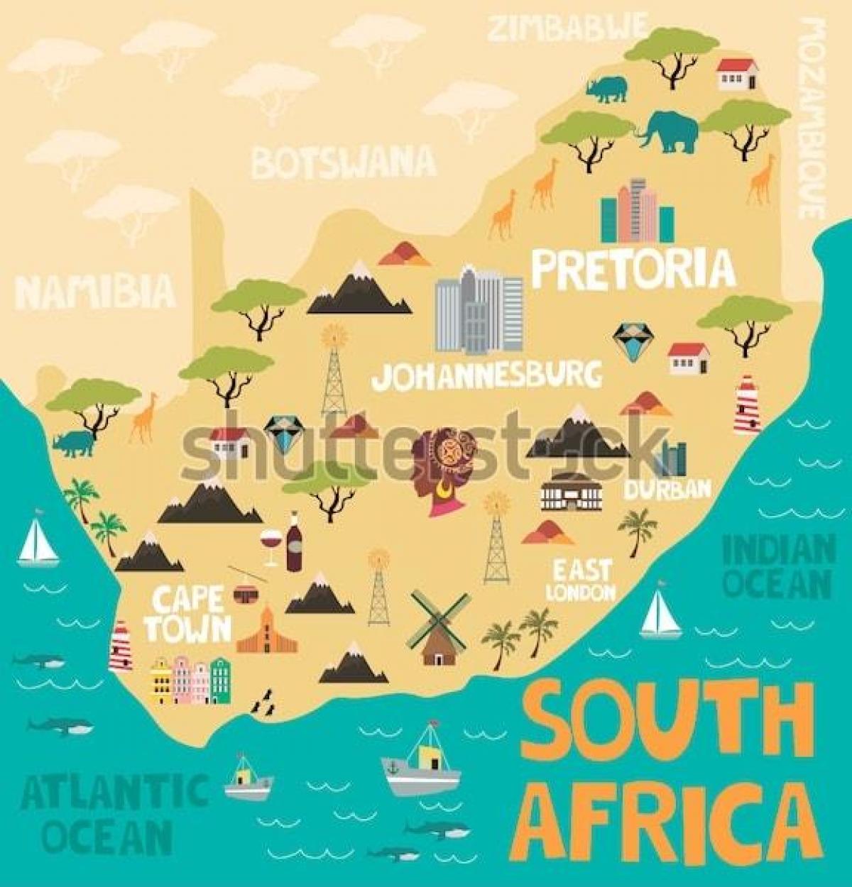 Carte de voyage de l'Afrique du Sud